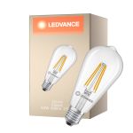 Ledvance Classic LED Edison E27 Birne Fadenlampe Klar 3.8W 806lm - 827 Extra Warmweiß | Ersatz Für 60W
