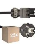 Mehrfachpackung 25x Noxion GST-Kompatibel Versorgungskabel - Weiblich + Schuko Europlug - Schwarz 1.5m - 3 pole 0.75mm2